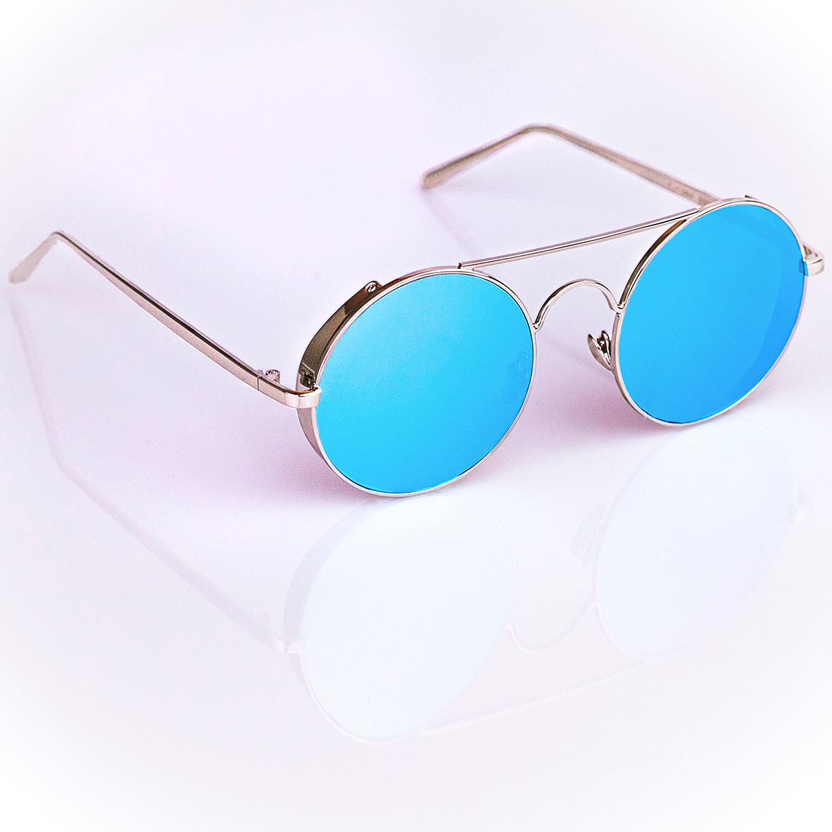 vente en lille legetøj Hipster Sunglasses - Steampunk Safiyyaa - Silver Frame - Oceanic Blue -  Hipster Sunnies